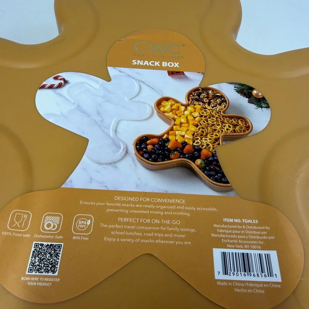 Cook With Color Gingerbread Man Snack Box Christmas Holiday Tray New Open Bag